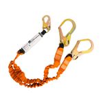 Image of the Portwest Double Lanyard with Shock Absorber, Black/Orange
