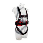 Image of the 3M PROTECTA E200 Comfort Belt Style Fall Arrest Harness Black, Small with Back, Front, Lower Front, side D-ring placement